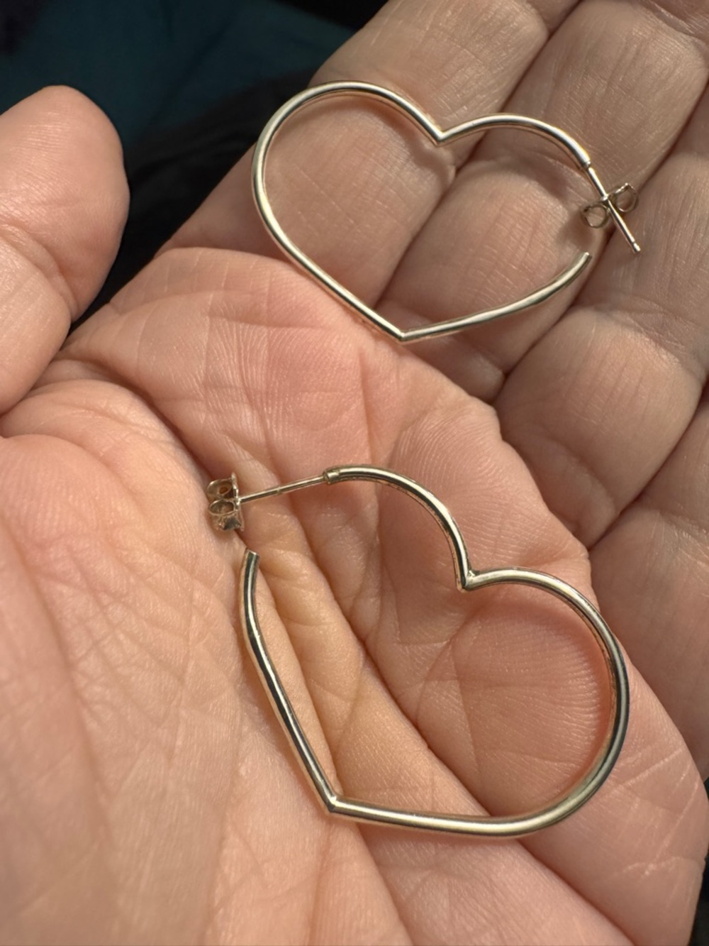 Sterling Silver Heart-Shaped Hoop Earrings Made in USA